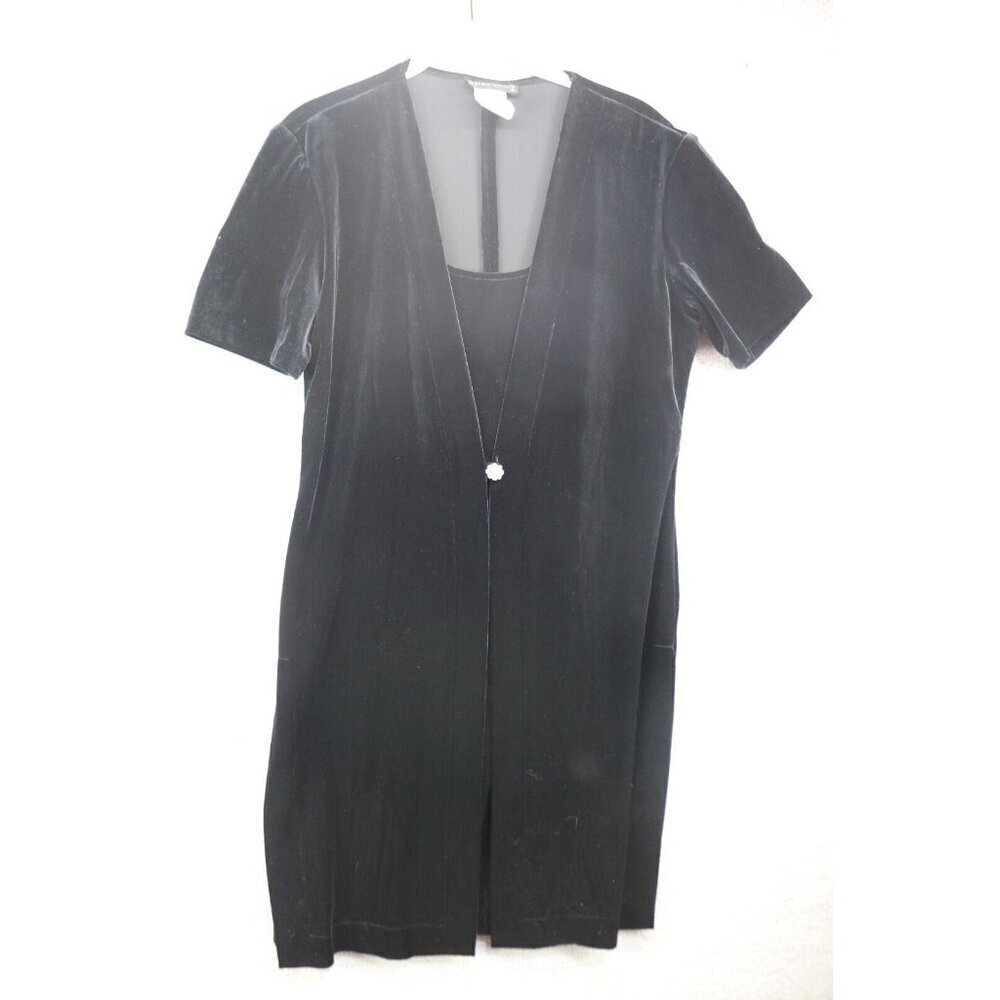 Rhapsody Vintage Black Velvet Dress w/Bling-Size 10/Petite-Whimsigoth-Goth